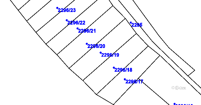 Parcela st. 2296/19 v KÚ Obřany, Katastrální mapa