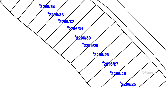 Parcela st. 2296/29 v KÚ Obřany, Katastrální mapa