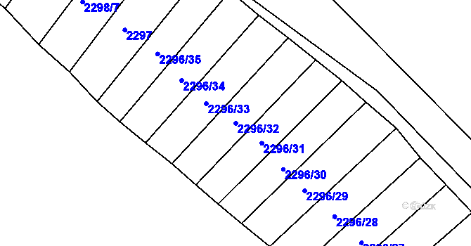 Parcela st. 2296/32 v KÚ Obřany, Katastrální mapa