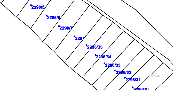 Parcela st. 2296/35 v KÚ Obřany, Katastrální mapa