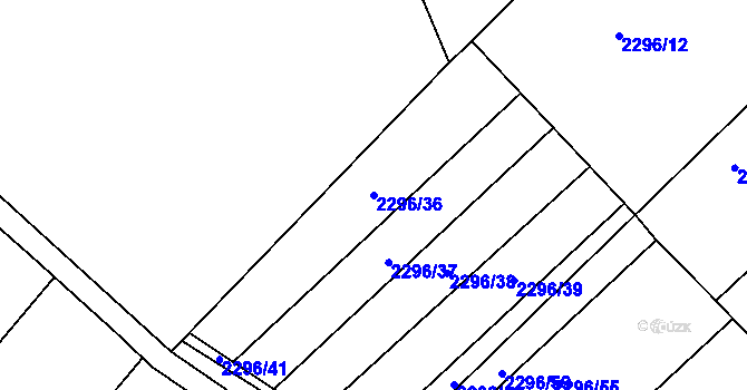 Parcela st. 2296/36 v KÚ Obřany, Katastrální mapa