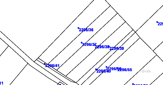 Parcela st. 2296/37 v KÚ Obřany, Katastrální mapa