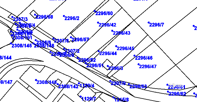 Parcela st. 2296/44 v KÚ Obřany, Katastrální mapa