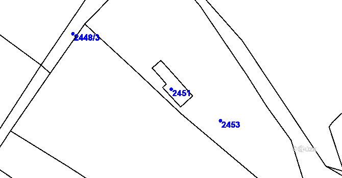 Parcela st. 2451 v KÚ Obřany, Katastrální mapa