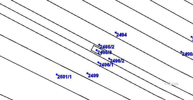 Parcela st. 2496/3 v KÚ Obřany, Katastrální mapa