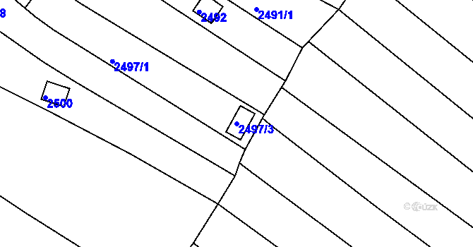 Parcela st. 2497/3 v KÚ Obřany, Katastrální mapa