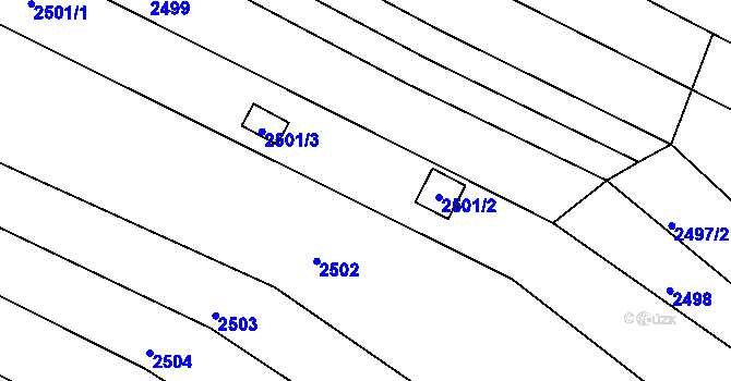 Parcela st. 2501 v KÚ Obřany, Katastrální mapa