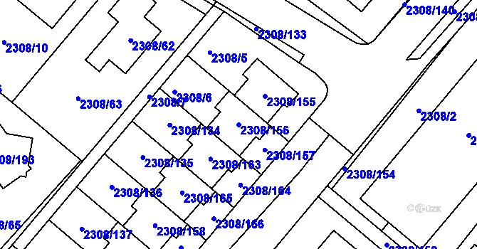 Parcela st. 2308/156 v KÚ Obřany, Katastrální mapa