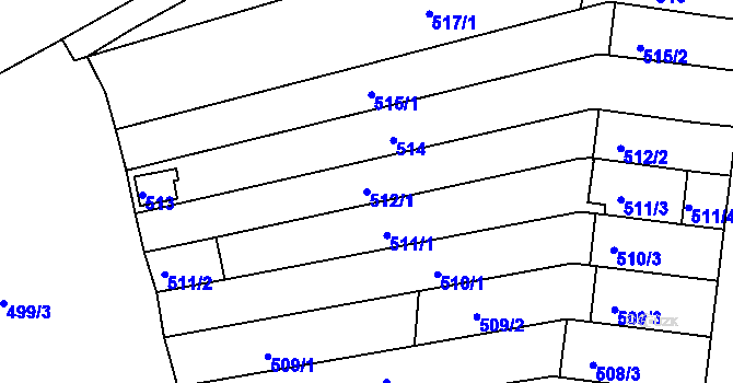 Parcela st. 512/1 v KÚ Obřany, Katastrální mapa