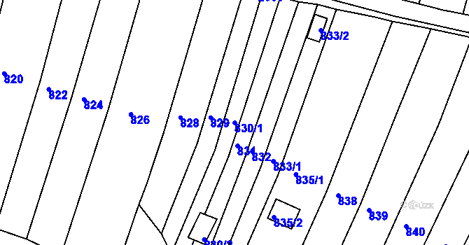 Parcela st. 830/1 v KÚ Obřany, Katastrální mapa