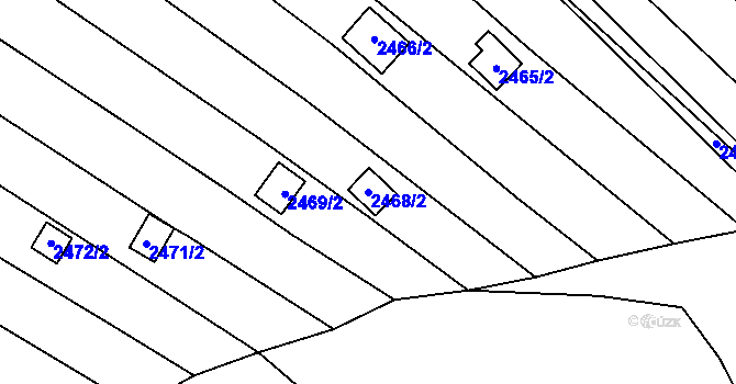 Parcela st. 2468/2 v KÚ Obřany, Katastrální mapa
