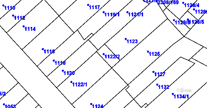 Parcela st. 1122/2 v KÚ Obřany, Katastrální mapa