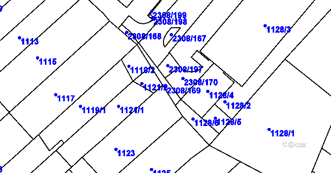 Parcela st. 2308/169 v KÚ Obřany, Katastrální mapa
