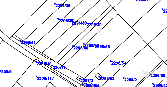 Parcela st. 2296/59 v KÚ Obřany, Katastrální mapa