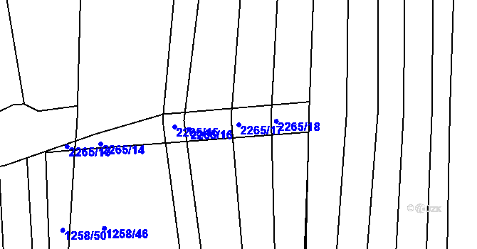 Parcela st. 2265/17 v KÚ Obřany, Katastrální mapa