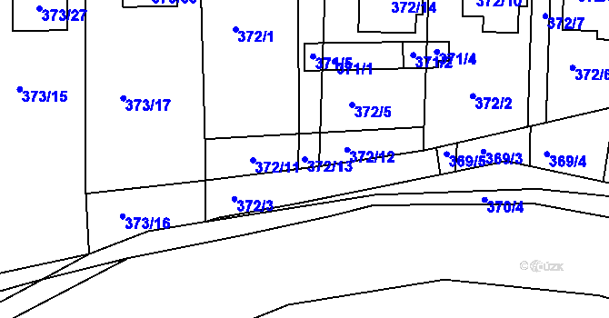 Parcela st. 372/13 v KÚ Obřany, Katastrální mapa