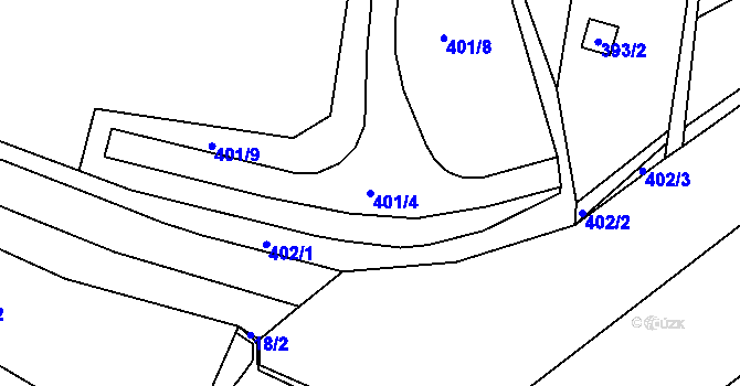 Parcela st. 401/4 v KÚ Obřany, Katastrální mapa