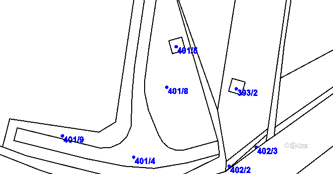 Parcela st. 401/8 v KÚ Obřany, Katastrální mapa