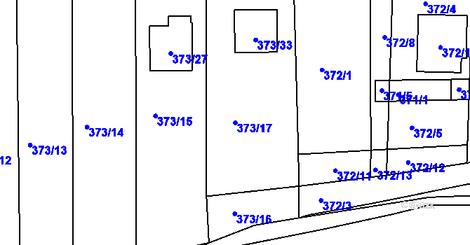 Parcela st. 373/17 v KÚ Obřany, Katastrální mapa