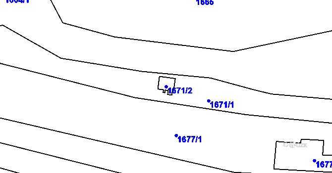 Parcela st. 1671/2 v KÚ Obřany, Katastrální mapa