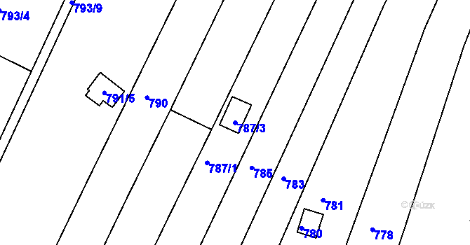 Parcela st. 787/3 v KÚ Obřany, Katastrální mapa