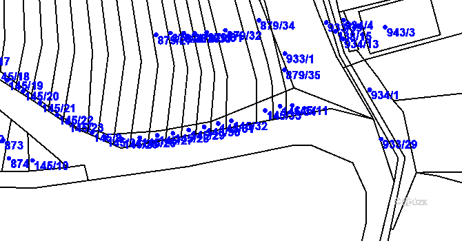 Parcela st. 145/32 v KÚ Obřany, Katastrální mapa