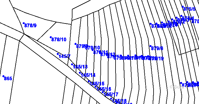 Parcela st. 879/12 v KÚ Obřany, Katastrální mapa