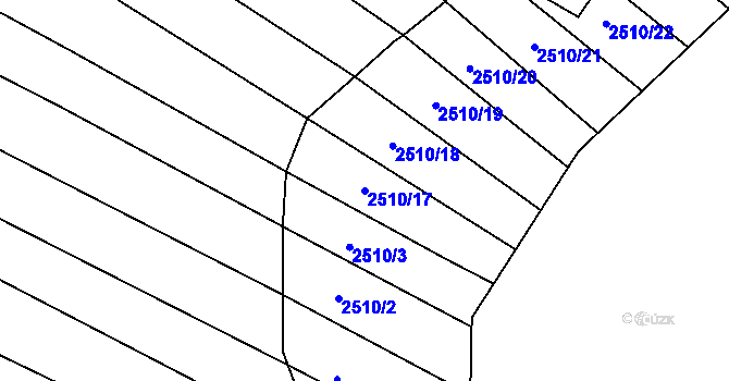 Parcela st. 2510/17 v KÚ Obřany, Katastrální mapa