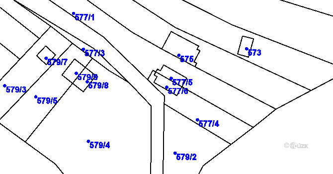 Parcela st. 577/6 v KÚ Obřany, Katastrální mapa