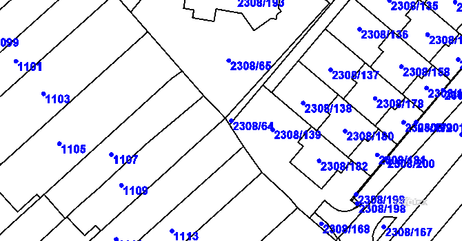 Parcela st. 2308/64 v KÚ Obřany, Katastrální mapa
