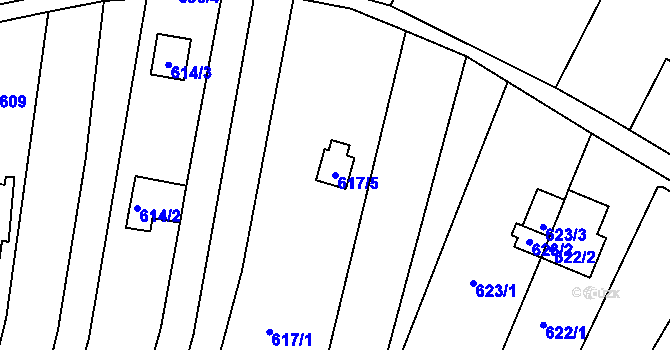 Parcela st. 617/5 v KÚ Obřany, Katastrální mapa