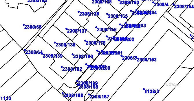 Parcela st. 2308/179 v KÚ Obřany, Katastrální mapa
