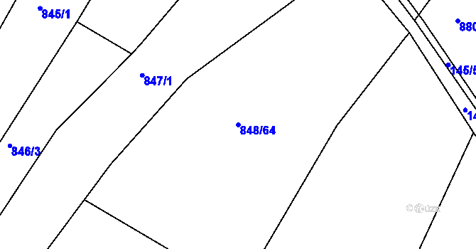Parcela st. 848/64 v KÚ Obřany, Katastrální mapa
