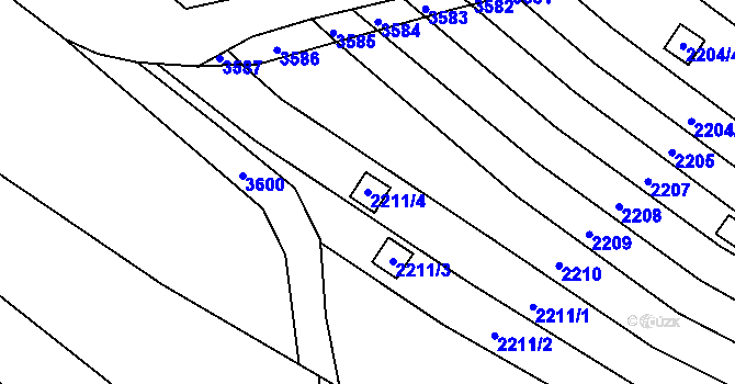 Parcela st. 2211/4 v KÚ Obřany, Katastrální mapa