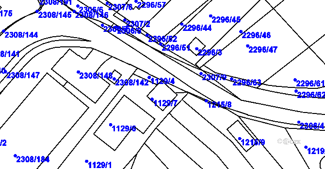 Parcela st. 1129/8 v KÚ Obřany, Katastrální mapa