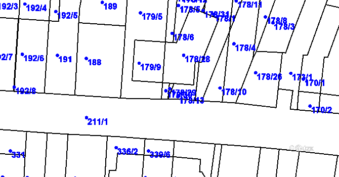 Parcela st. 178/29 v KÚ Obřany, Katastrální mapa