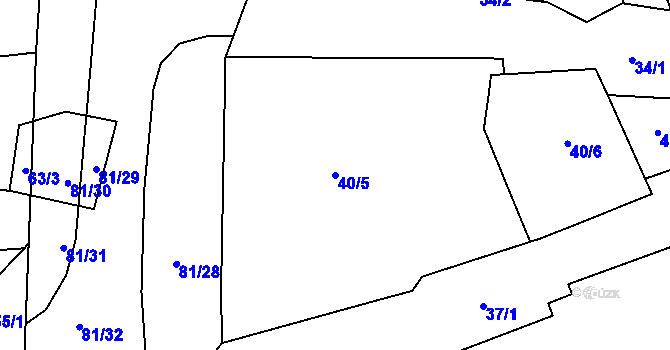 Parcela st. 40/5 v KÚ Obřany, Katastrální mapa