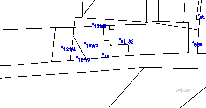 Parcela st. 70 v KÚ Brocná, Katastrální mapa