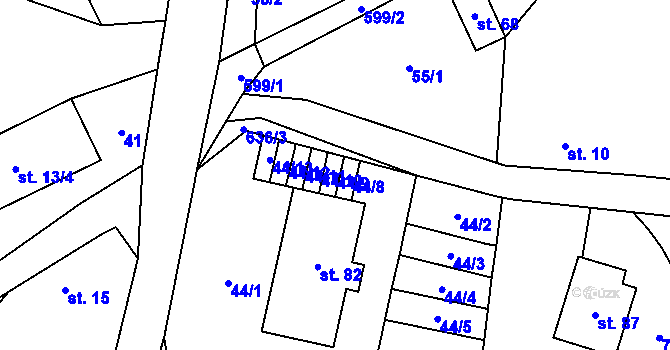 Parcela st. 44/9 v KÚ Brocná, Katastrální mapa