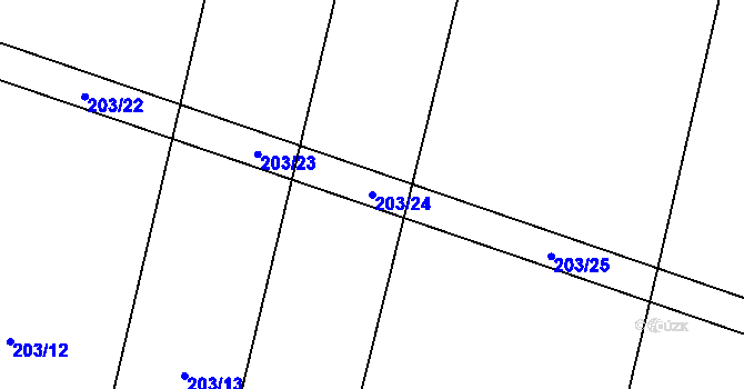 Parcela st. 203/24 v KÚ Brocná, Katastrální mapa
