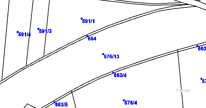Parcela st. 576/13 v KÚ Brocná, Katastrální mapa