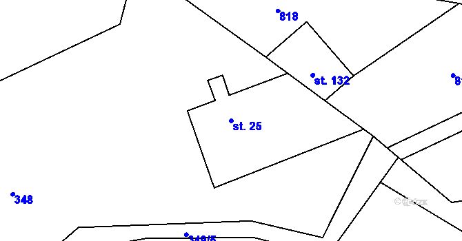 Parcela st. 25 v KÚ Svinná u Brocné, Katastrální mapa