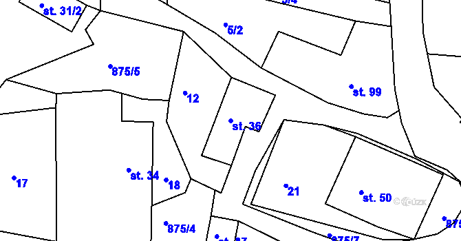 Parcela st. 36 v KÚ Svinná u Brocné, Katastrální mapa
