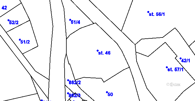 Parcela st. 46 v KÚ Svinná u Brocné, Katastrální mapa
