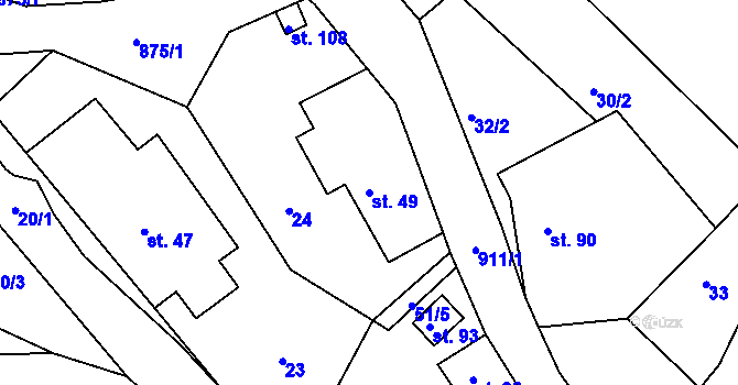 Parcela st. 49 v KÚ Svinná u Brocné, Katastrální mapa
