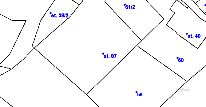 Parcela st. 87 v KÚ Svinná u Brocné, Katastrální mapa