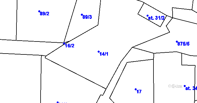 Parcela st. 14/1 v KÚ Svinná u Brocné, Katastrální mapa