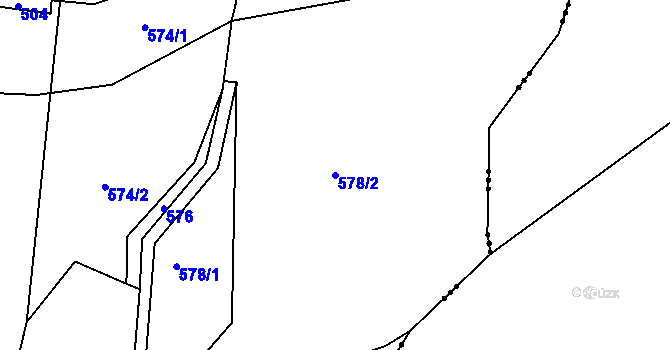 Parcela st. 578/2 v KÚ Svinná u Brocné, Katastrální mapa