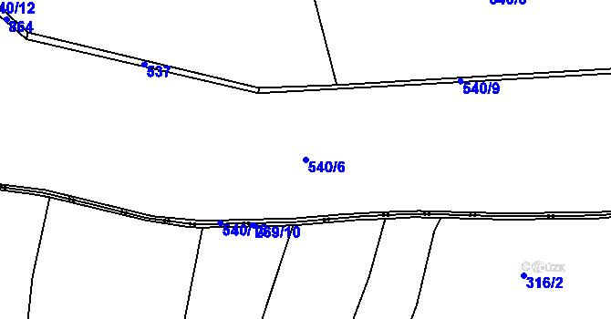 Parcela st. 540/6 v KÚ Svinná u Brocné, Katastrální mapa