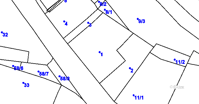 Parcela st. 1 v KÚ Brod u Příbramě, Katastrální mapa